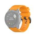 Miniatyrbilde 1 av 5: For Garmin Fenix ​​6x 26 mm hurtigutløser offisiell tekstur håndleddsrem klokkerem med plastknapp Amber Yellow