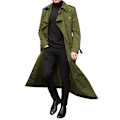 Miniatyrbilde 1 av 2: Menn Trench Coat Dobbeltspent Lapel Windbreaker Mann Langjakke Yttertøy Green L