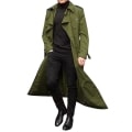 Miniatyrbilde 1 av 2: Menn Trenchcoat Dobbeltspent Krage Vindjakke Lang Jakke Yttertøy Green M