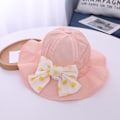 Miniatyrbild 1 av 2: Stor rosett Baby Bucket Hat Print Randig Solhatt för flickor för pojke pink