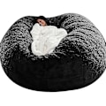 Miniatyrbillede 1 af 3: Lazy Sofa Bean Bag Kunstig Pels Bean Bag Bean Sofa black 150cm*75cm