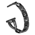Miniatyrbillede 5 af 5: X-formet diamantbesat urbånd i massivt rustfrit stål til Fitbit Versa Lite Black