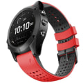 Miniatyrbillede 2 af 4: Til Garmin Fenix ​​6 To-farve Silikone Rundt Hul Quick Release Urbånd Red Black