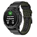 Miniatyrbilde 2 av 5: Klokkebånd i lerret og lær for Garmin Fenix5 Plus, håndleddsremstørrelse: 150+110 mm Army Green