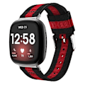 Miniatyrbilde 1 av 5: For Fitbit Versa 3 Nylon Watch Band Red Black