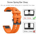 Miniatyrbilde 5 av 5: 22mm Hurtigutløsing Myk Silikon Smartklokke Rem Stropp Erstatning Kompatibel Garmin Fenix 7x 6x 6 5x Plus Orange