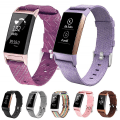 Miniatyrbillede 2 af 2: Til Fitbit Charge 3 Watch Nylon Canvas Rem Plastic Connector Længde: 21 cm Violet