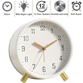 Miniatyrbild 3 av 5: Väckarklocka 4,5 tum Sängbords Analog Icke-Tickande Tyst Liten Bordsklocka Vit