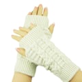 Miniatyrbillede 1 af 5: Mænd Kvinder Strikkede Fingerløse Handsker Mode Unisex Blød Vinter Varme Uld Vante White
