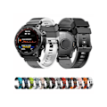 Miniatyrbillede 3 af 3: Rem til Garmin Fenix 7X 26Mm To-farvet Glat Stof Hurtigudløselig Silikone Urrem Sort Grå