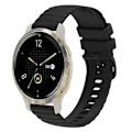 Miniatyrbilde 1 av 5: For Garmin Venu 2s 18 mm bølgete prikket ensfarget silikonklokkerem Black