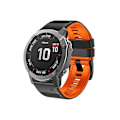 Miniatyrbillede 1 af 4: Rem til Garmin Fenix 7/7X/6/6X/5/5X 22Mm To-farvet silikoneurrem Sort Orange