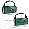Miniatyrbild 5 av 5: 10000mAh Solcellsdriven Handvevradio, USB Type-C Laddning, Operativsystemalarm, Campingkompass Grön
