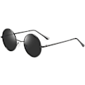 Pikkukuva 1 / 5: Vintage Pyöreä John Lennon Polarisoidut aurinkolasit Miesten Naisten Circle Hippie Aurinkolasit Black Lens-matte Black Frame