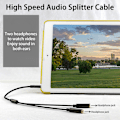 Miniatyrbillede 4 af 5: Lydkabel 3,5 mm interface Hurtig transmission Stabil output Stærkt signal Plug and Play 2 i 1 lydsplitteradapter Hjem forsyning Golden