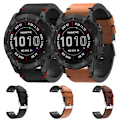 Miniatyrbillede 3 af 5: Til Garmin Fenix ​​7x 26mm Læder Sutur Stål Spænde Urbånd Brown
