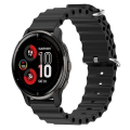 Miniatyrbilde 1 av 5: For Garmin Venu 2 Plus 20mm Ocean Style Silikon Solid Color Watch Band Black