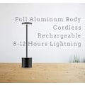Miniatyrbillede 4 af 5: Trådløs Bordlampe, Led Metal Usb Genopladelig 6000 mah 2-niveauer Lysstyrke Natlys Skrivebordslampe Læselampe Til Restaurant/soveværelse/sovesal (guld) Black