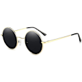 Pikkukuva 1 / 3: Vintage Pyöreä John Lennon Polarisoidut aurinkolasit Miesten Naisten Circle Hippie Aurinkolasit Black Lens-gold Frame