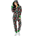Miniatyrbilde 1 av 3: Dame Jul Onesie En-delt Glidelås Jumpsuit Hoodie Playsuit Pyjamas Xmas Nattøy Loungewear Green S