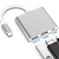Miniatyrbild 1 av 5: Typ C Adapter, USB 3.1 Hub (usb-c Thunderbolt 3 Port-kompatibel) Till USB 3.0 HDMI Typ C hona Laddare Adapter Converter kompatibel med Macboo Silver gray