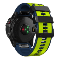 Miniatyrbilde 4 av 5: For Garmin Fenix ​​7x Vertical Stripes Tofarget silikonklokkerem Limes Dark Blue