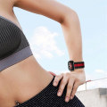Miniatyrbilde 5 av 5: For Fitbit Versa 4 / Sense 2 Universal Stripe Nylon Watch Band Black Red Black