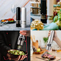Pikkukuva 5 / 5: Sähkökäyttöinen merisuola- ja pippurimylly ja shaker set, paristokäyttöinen valolla ja säädettävä, 2 kpl pakkaus 2pcs black