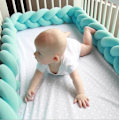 Miniatyrbilde 1 av 2: Baby Upholstery Vevd Knutet Ball Pude Vrid Flette Baby Seng Søvn Bumper Dekorasjon Seng Surround green 2m