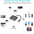 Miniatyrbild 4 av 5: Typ C Adapter, USB 3.1 Hub (usb-c Thunderbolt 3 Port-kompatibel) Till USB 3.0 HDMI Typ C hona Laddare Adapter Converter kompatibel med Macboo Black