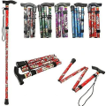 Miniatyrbilde 1 av 3: Sammenleggbar spaserstokk Justerbar aluminiumsblomstret spaserstokk for fotturer Camping Slitesterk mobilitetshjelp Black
