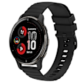 Miniatyrbillede 1 af 5: Til Garmin Venu 2 Plus 20 mm Wavy Dot Pattern Solid Color Silicone Watch Band Black