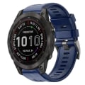 Miniatyrbilde 1 av 5: For Garmin Fenix ​​7 metallspenne ensfarget silikonklokkerem Midnight Blue