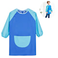 Miniatyrbild 1 av 5: Unisex pojkar Flickor Vattentät konst Smock Barn Målarförkläden med fickor Långärmad & ärmlös Ålder 6-9 år Dark blue