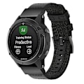 Miniatyrbilde 1 av 5: Klokkebånd i lerret og lær for Garmin Fenix5 Plus, håndleddsremstørrelse: 150+110 mm Black