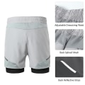 Pikkukuva 4 / 4: 2-in-1 Miesten juoksushortsit vetoketjullisilla taskuilla Nopeasti kuivuvat harjoitusshortsit kuntosaliharjoitteluun Light Grey XXL