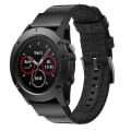 Miniatyrbillede 1 af 5: Lærreds- og læderurrem til Garmin Fenix5x Plus Fenix3, håndledsrem Størrelse: 150+110 mm Black