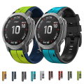 Miniatyrbilde 3 av 5: For Garmin Fenix ​​5x 22 mm silikon sportsklokkerem i to farger Amygreen-Black