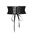 Miniatyrbillede 2 af 5: Dames Talje Stretch PU Læder Wrap Snøre Høj Talje Style Bælte Black