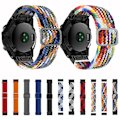 Miniatyrbilde 2 av 5: For Garmin Fenix ​​7 justerbart nylonflettet elastisitetsklokkebånd Black White