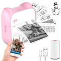 Miniatyrbillede 1 af 5: Bærbar Blækfri Termisk Stickerprinter Kompatibel med iOS og Android med 1 Rulle Papir Pink