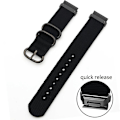 Miniatyrbild 2 av 5: För Garmin Fenix ​​7 Tre-ring stålspänne Nylon watch Black