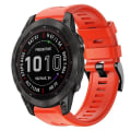 Miniatyrbilde 1 av 5: For Garmin Fenix ​​7 metallspenne ensfarget silikonklokkerem Red