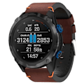 Miniatyrbillede 1 af 5: Til Garmin Descent Mk 2i 26mm Læder Sutur Stål Spænde Urbånd Coffee