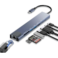 Pikkukuva 1 / 5: USB C -keskitin Ethernet, 4K USB C - HDMI -keskitin, 8-in-1-monitoiminen USB C -sovitin, tyyppi C -telakka, yhteensopiva MacBook Pro Air Ipadin kanssa
