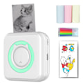Miniatyrbillede 1 af 5: Mini Bluetooth-printer til noter, beskeder, fotos, leveres med 3 ruller farvet papir og 5 farvede penne Grøn