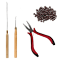 Miniatyrbilde 1 av 5: 4 i 1 sett 500 stk mikroringsett mikroringtang sett Dark brown