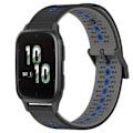 Miniatyrbillede 1 af 5: Til Garmin Forerunner Sq2 20mm Tricolor åndbart silikone urbånd Black-Grey-Blue