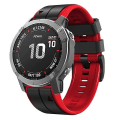 Miniatyrbilde 1 av 5: For Garmin Fenix ​​5x Plus 22 mm silikon sportsklokkerem i to farger Black-Red