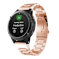 Miniatyrbillede 1 af 3: Til Garmin Fenix ​​5x tre-perlet rustfrit stål metalurbånd Rose Gold